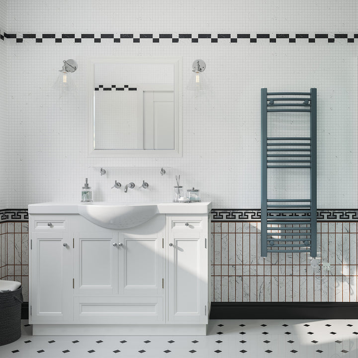 Zennor - Anthracite Electric Towel Rail H1200mm x W400mm Curved 400w Thermostatic