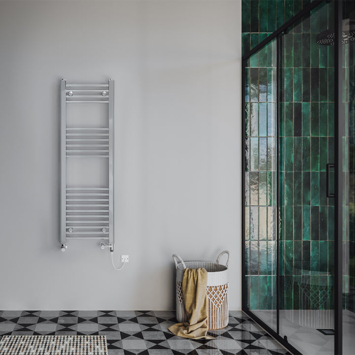 Zennor - Chrome Dual Fuel Towel Rail H1200mm x W400mm Standard - Straight