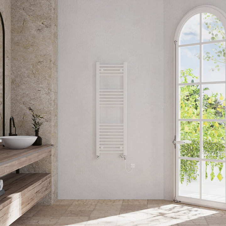 Zennor - White Dual Fuel Towel Rail H1200mm x W400mm Standard - Straight