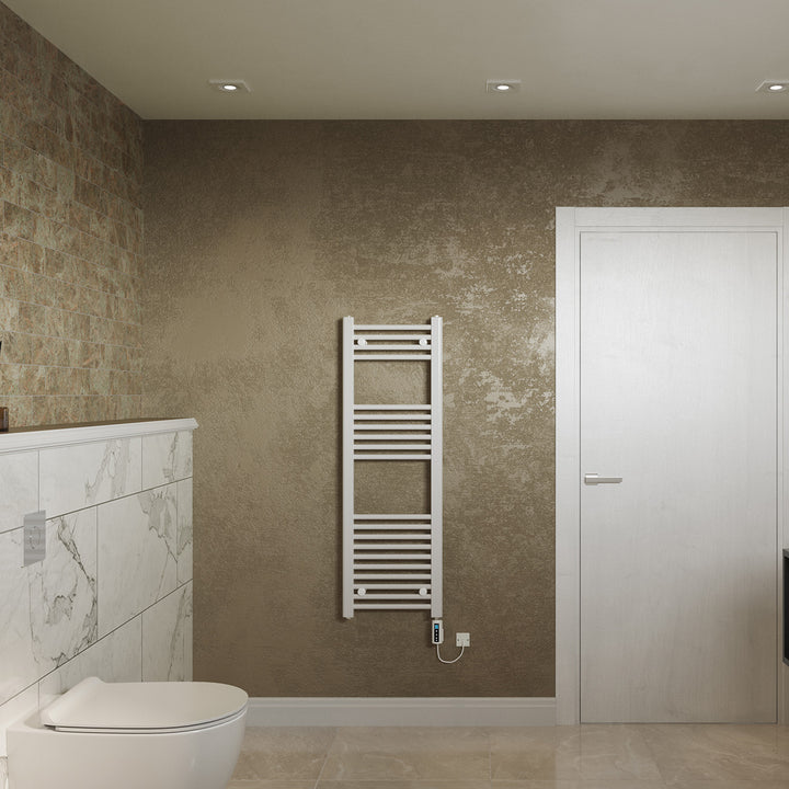 Zennor - White Electric Towel Rail H1200mm x W400mm Straight 400w Thermostatic WIFI