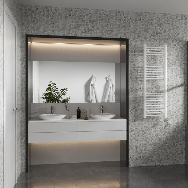 Zennor - White Electric Towel Rail H1200mm x W400mm Straight 400w Thermostatic