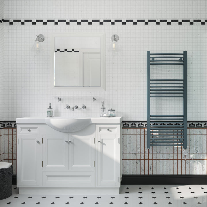 Zennor - Anthracite Electric Towel Rail H1200mm x W500mm Curved 500w Thermostatic