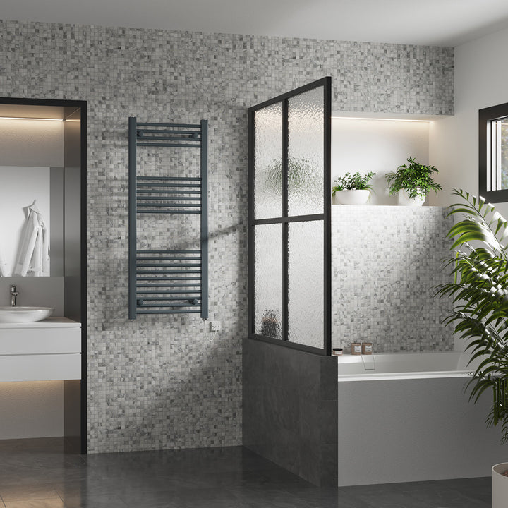 Zennor - Anthracite Electric Towel Rail H1200mm x W500mm Straight 500w Standard