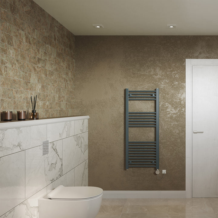 Zennor - Anthracite Electric Towel Rail H1200mm x W500mm Straight 500w Thermostatic