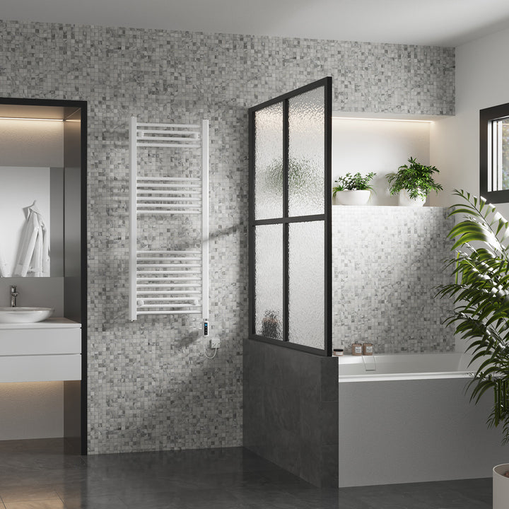 Zennor - White Electric Towel Rail H1200mm x W500mm Straight 500w Thermostatic WIFI