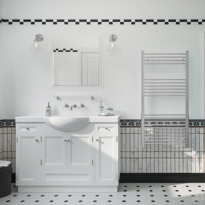 Zennor - Chrome Electric Towel Rail H1200mm x W600mm Straight 400w Standard