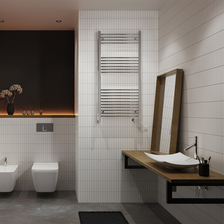 Zennor - Chrome Dual Fuel Towel Rail H1200mm x W600mm Thermostatic - Straight