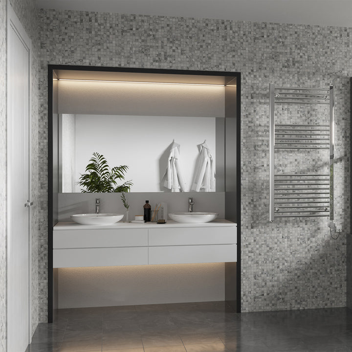 Zennor - Chrome Electric Towel Rail H1200mm x W600mm Straight 400w Thermostatic