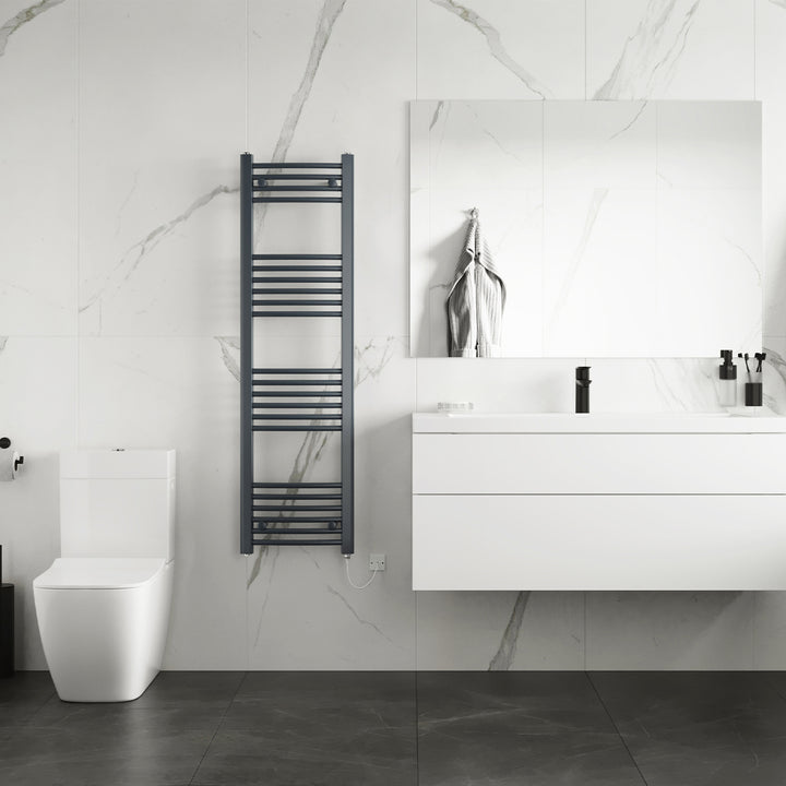 Zennor - Anthracite Electric Towel Rail H1400mm x W400mm Curved 400w Standard