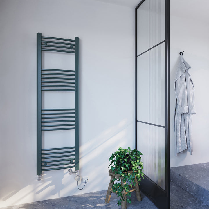Zennor - Anthracite Dual Fuel Towel Rail H1400mm x W400mm Thermostatic