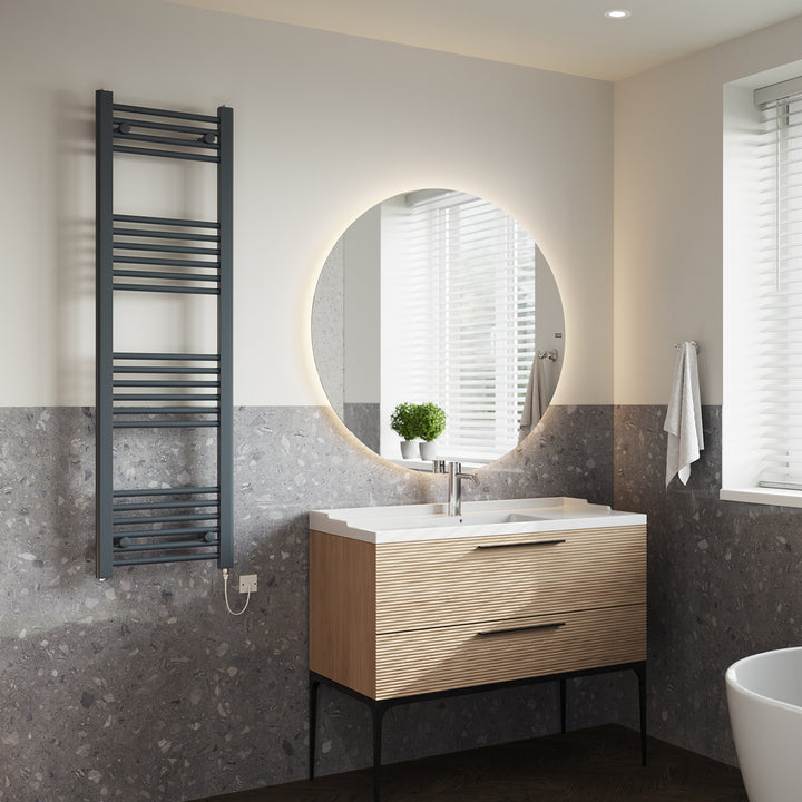 Zennor - Anthracite Electric Towel Rail H1400mm x W400mm Straight 400w Standard