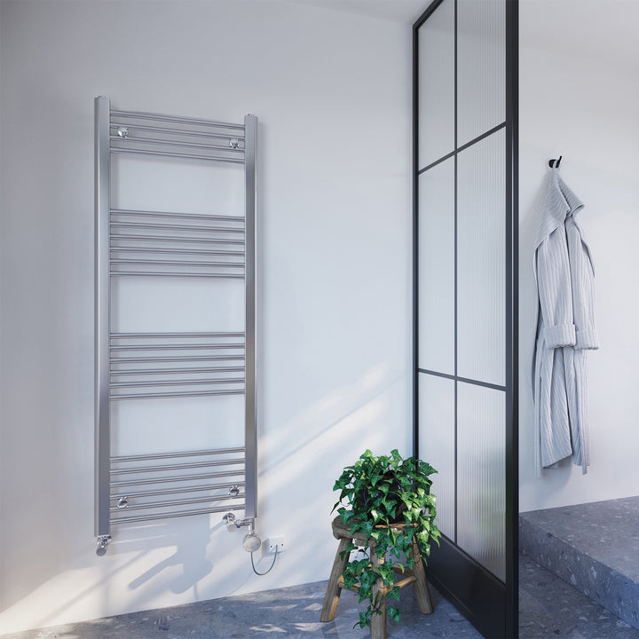 Zennor - Chrome Dual Fuel Towel Rail H1400mm x W500mm Thermostatic - Straight