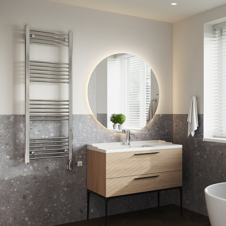 Zennor - Chrome Electric Towel Rail H1400mm x W500mm Straight 400w Thermostatic WIFI