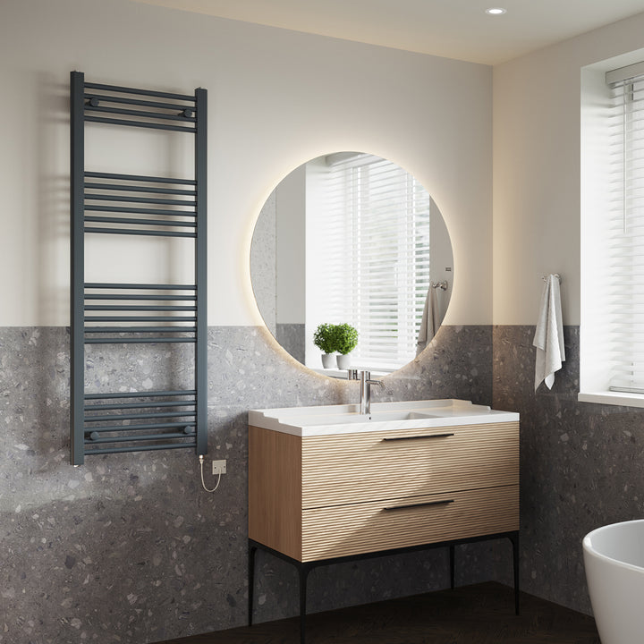 Zennor - Anthracite Electric Towel Rail H1400mm x W500mm Straight 500w Standard