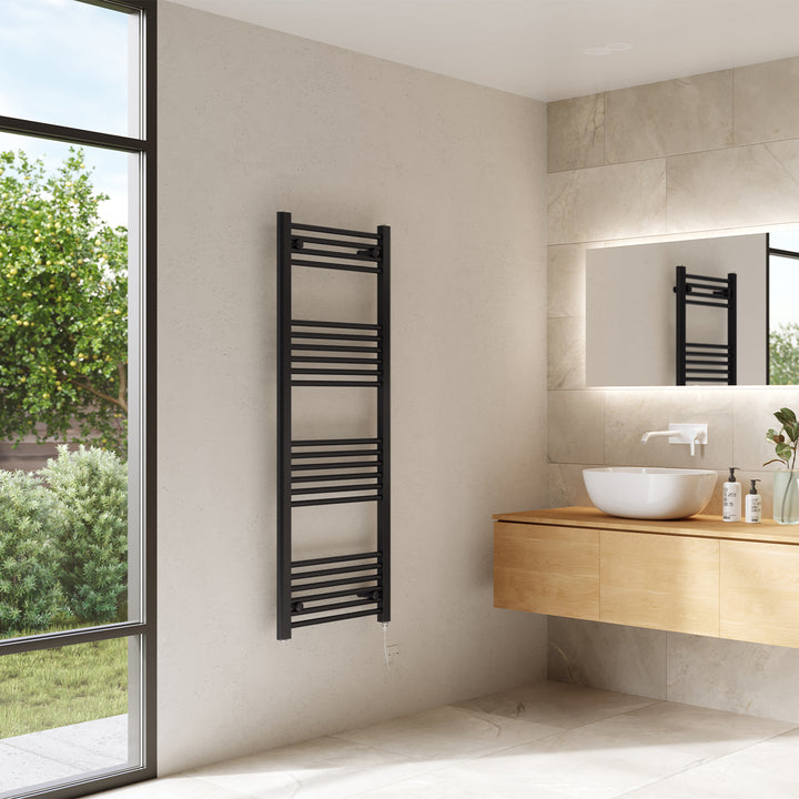 Zennor - Black Electric Towel Rail H1400mm x W500mm Straight 500w Standard
