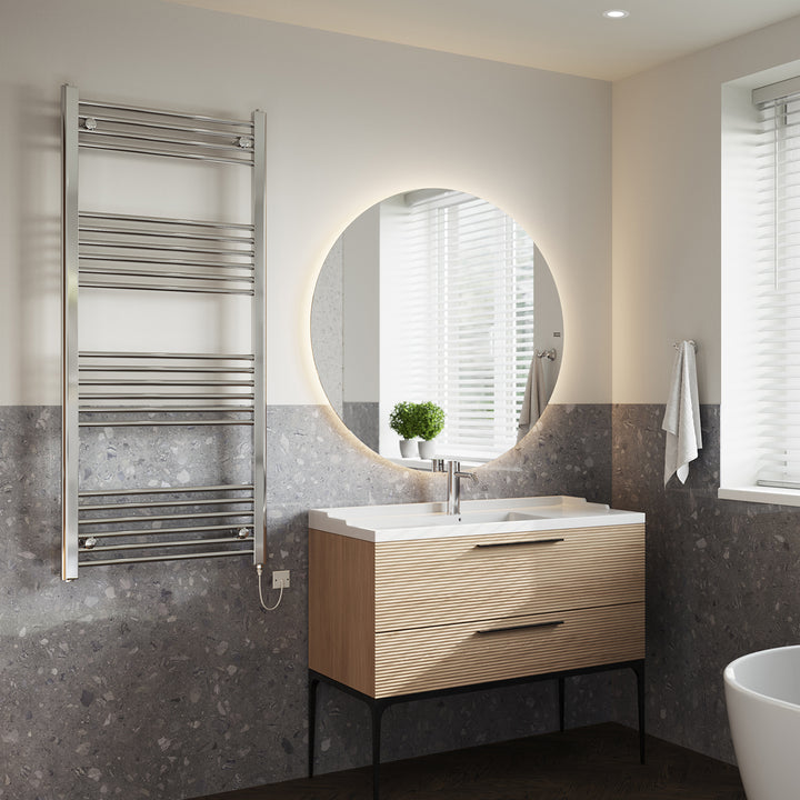 Zennor - Chrome Electric Towel Rail H1400mm x W600mm Straight 400w Standard