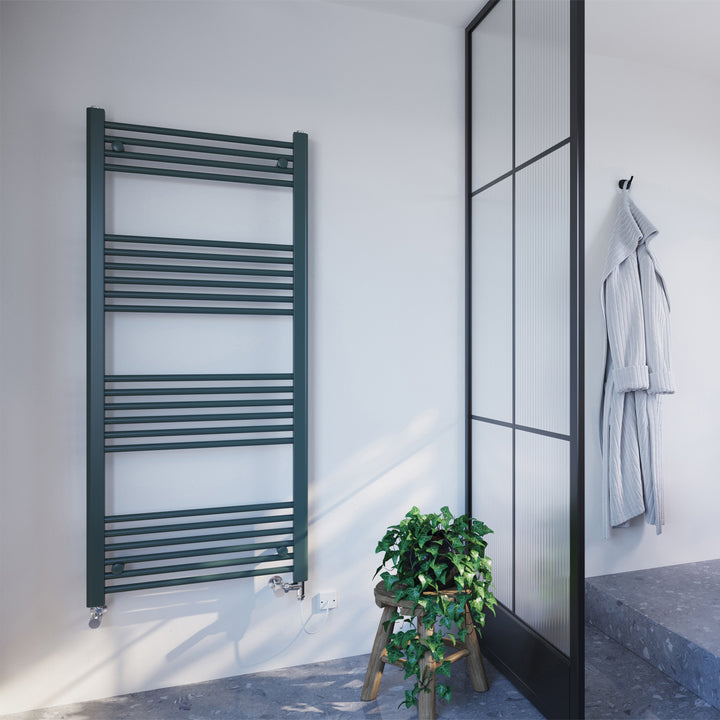 Zennor - Anthracite Dual Fuel Towel Rail H1400mm x W600mm Standard - Straight