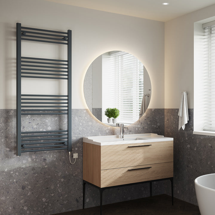 Zennor - Anthracite Electric Towel Rail H1400mm x W600mm Straight 600w Standard