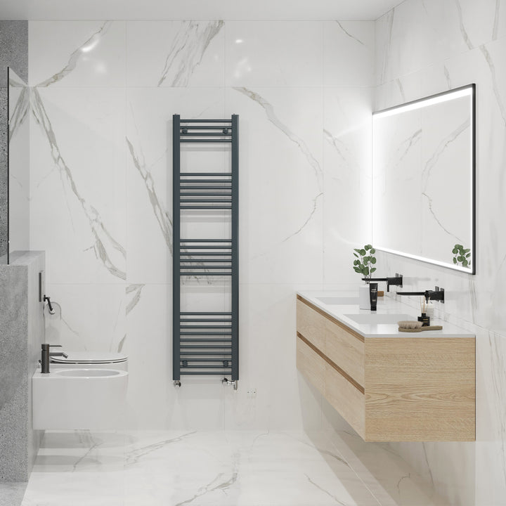 Zennor - Anthracite Dual Fuel Towel Rail H1600mm x W400mm Standard - Straight