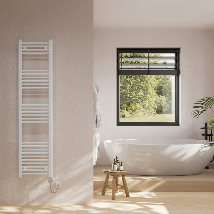 Zennor - White Electric Towel Rail H1600mm x W400mm Straight 500w Thermostatic