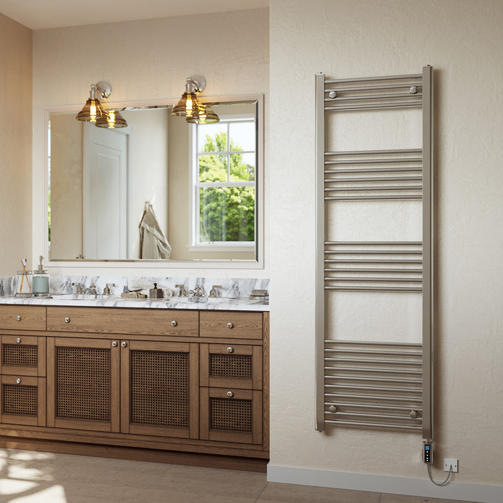 Zennor - Chrome Electric Towel Rail H1600mm x W500mm Straight 300w Thermostatic WIFI