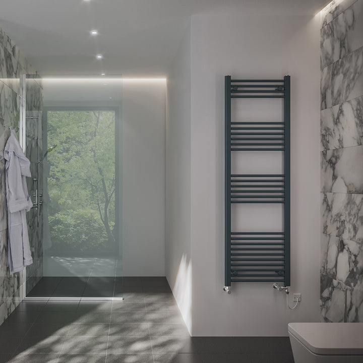 Zennor - Anthracite Dual Fuel Towel Rail H1600mm x W500mm Standard - Straight