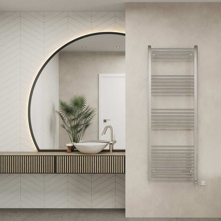 Zennor - Chrome Electric Towel Rail H1600mm x W600mm Straight 500w Standard
