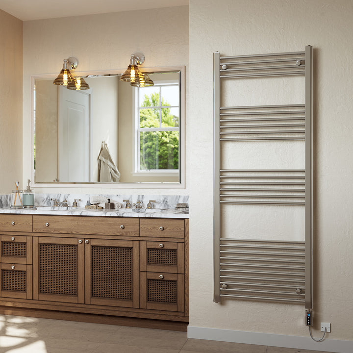 Zennor - Chrome Electric Towel Rail H1600mm x W600mm Straight 600w Thermostatic WIFI