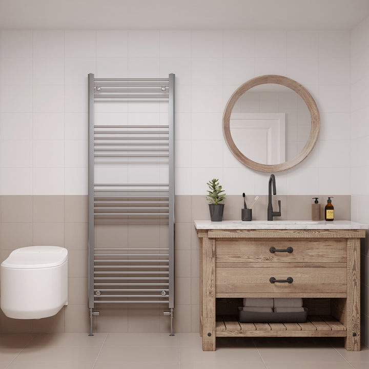 Zennor - Chrome Heated Towel Rail - H1600mm x W600mm - Straight