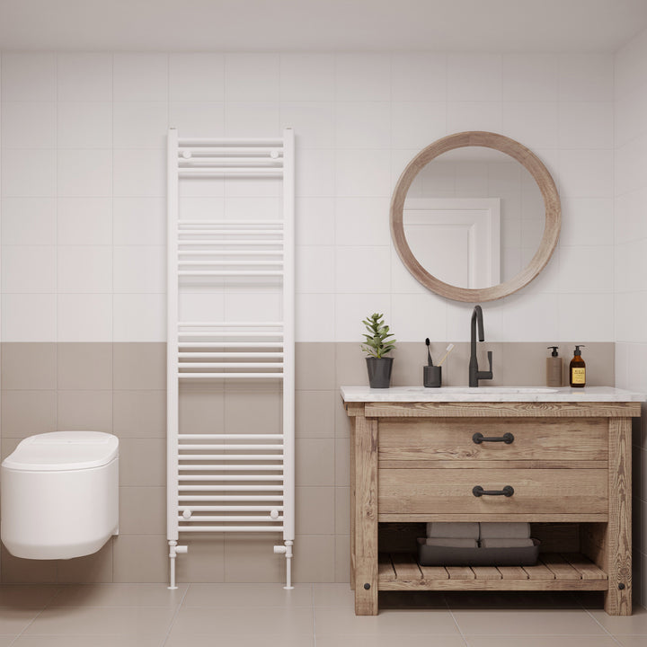 Zennor - White Heated Towel Rail - H1600mm x W600mm - Straight