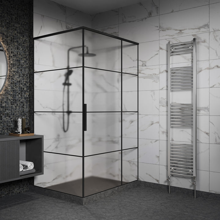 Zennor - Chrome Heated Towel Rail - H1800mm x W400mm - Curved