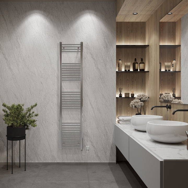 Zennor - Chrome Electric Towel Rail H1800mm x W400mm Straight 400w Standard