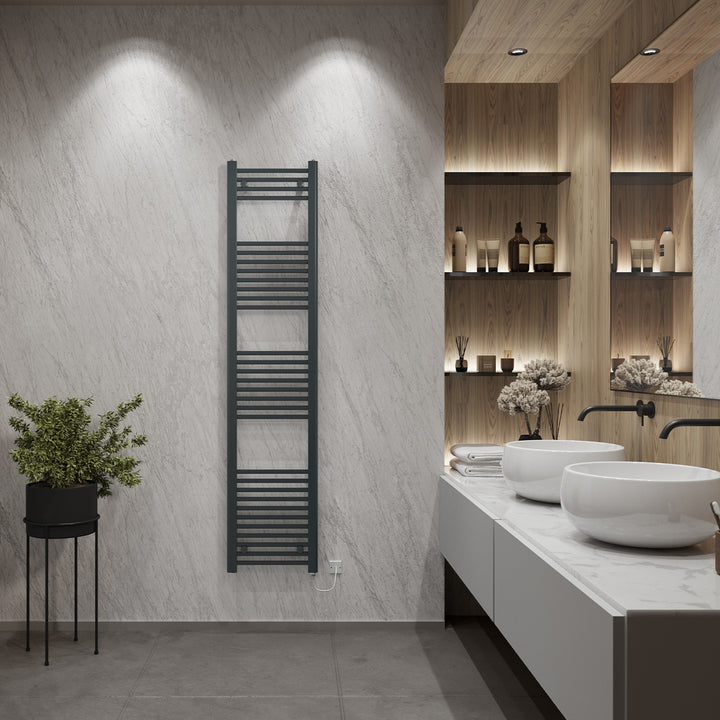 Zennor - Anthracite Electric Towel Rail H1800mm x W400mm Straight 500w Standard