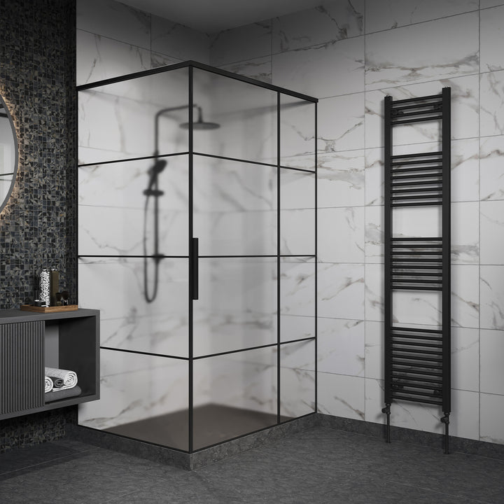 Zennor - Black Heated Towel Rail - H1800mm x W400mm - Straight