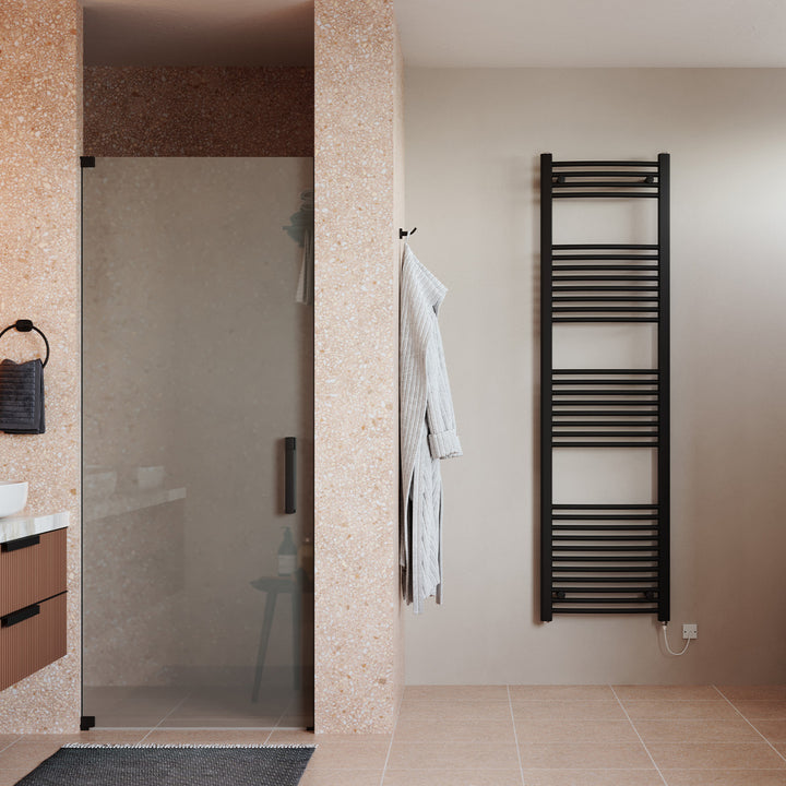 Zennor - Black Electric Towel Rail H1800mm x W500mm Curved 700w Standard