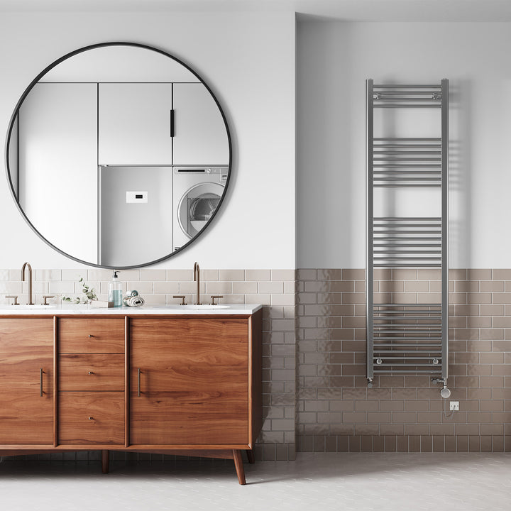 Zennor - Chrome Dual Fuel Towel Rail H1800mm x W500mm Thermostatic - Straight