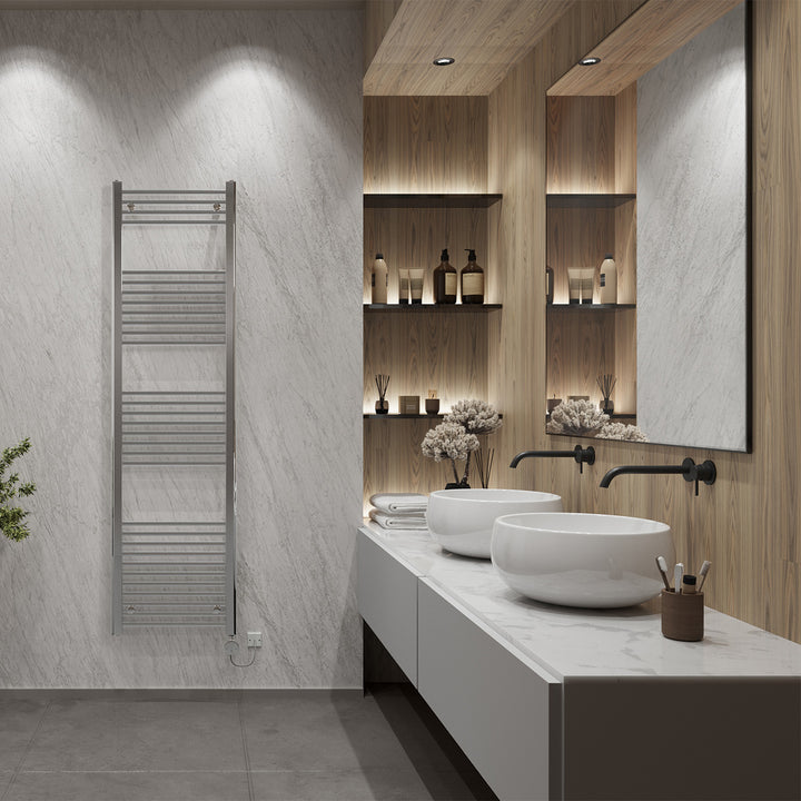 Zennor - Chrome Electric Towel Rail H1800mm x W500mm Straight 600w Thermostatic