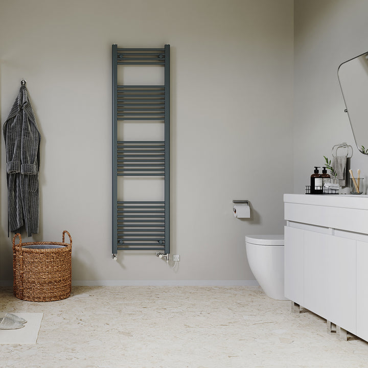 Zennor - Anthracite Dual Fuel Towel Rail H1800mm x W500mm Standard - Straight