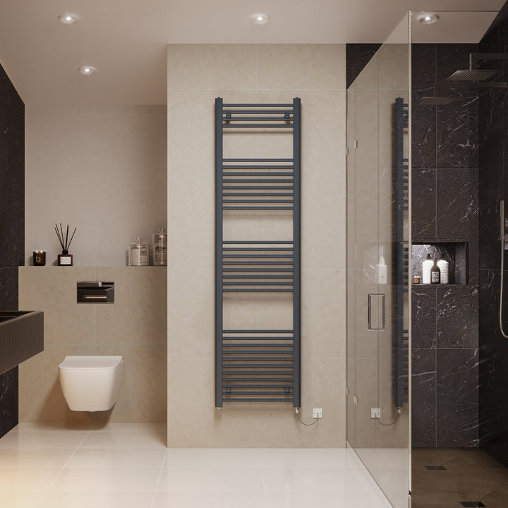 Zennor - Anthracite Electric Towel Rail H1800mm x W500mm Straight 700w Standard