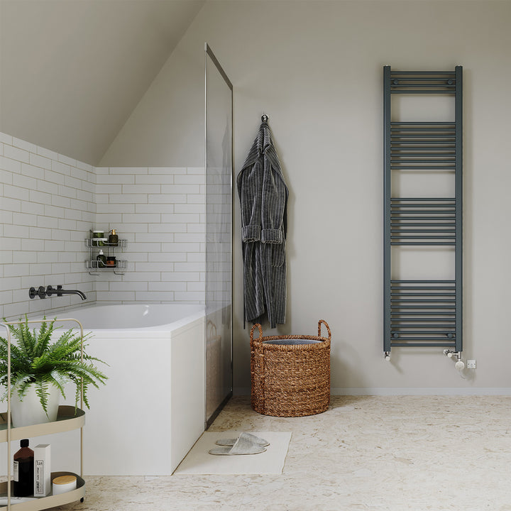 Zennor - Anthracite Dual Fuel Towel Rail H1800mm x W500mm Thermostatic - Straight