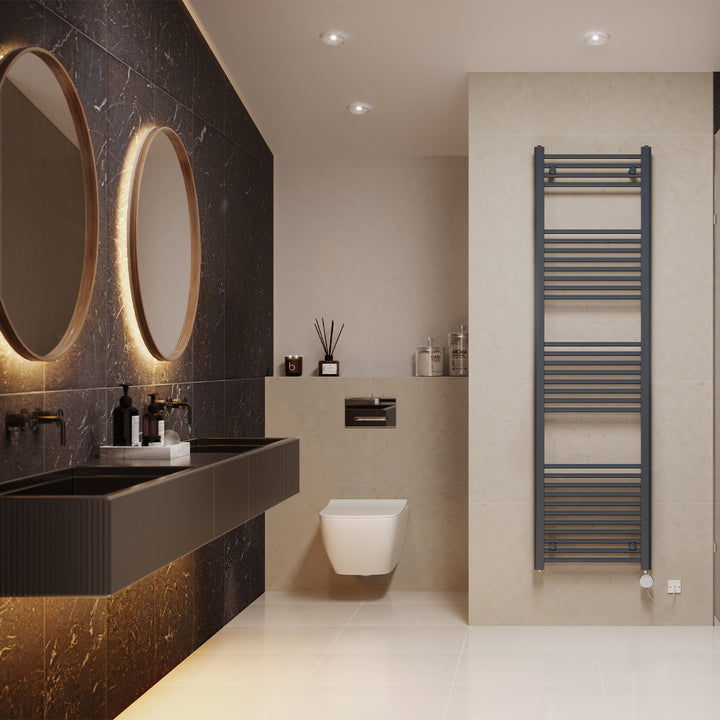 Zennor - Anthracite Electric Towel Rail H1800mm x W500mm Straight 700w Thermostatic
