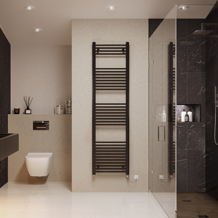 Zennor - Black Electric Towel Rail H1800mm x W500mm Straight 700w Standard