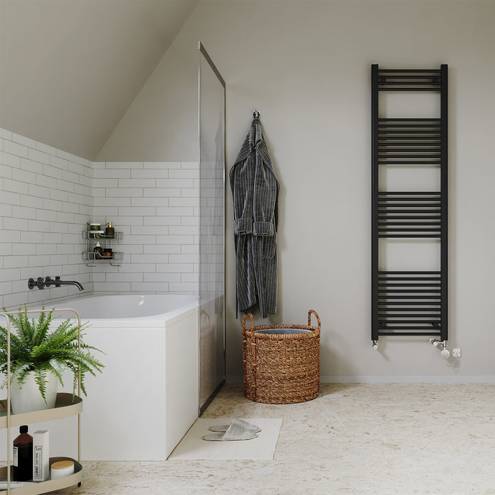 Zennor - Black Dual Fuel Towel Rail H1800mm x W500mm Thermostatic
