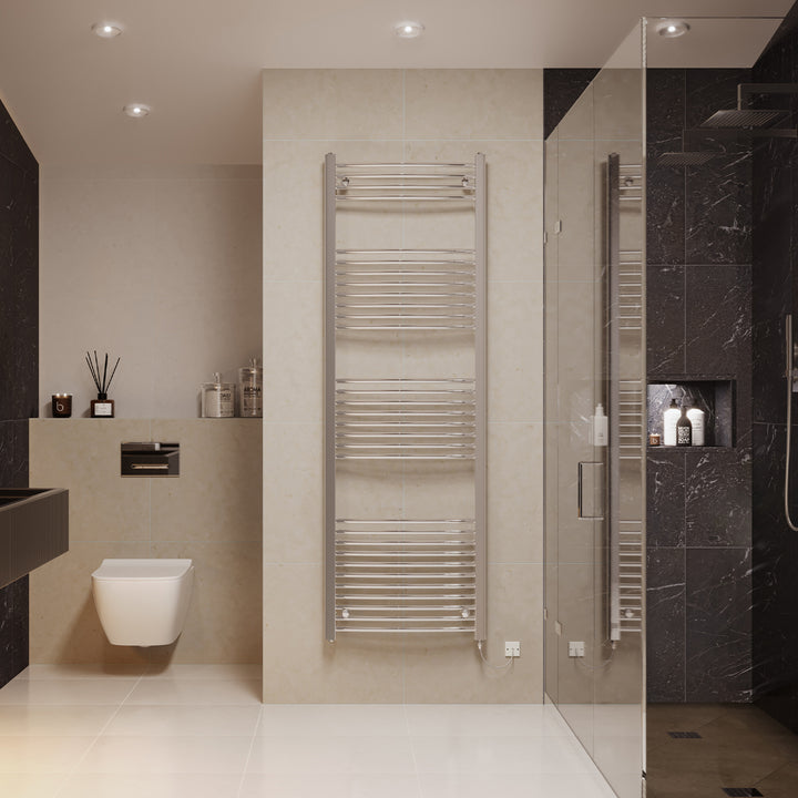 Zennor - Chrome Electric Towel Rail H1800mm x W600mm Curved 500w Standard