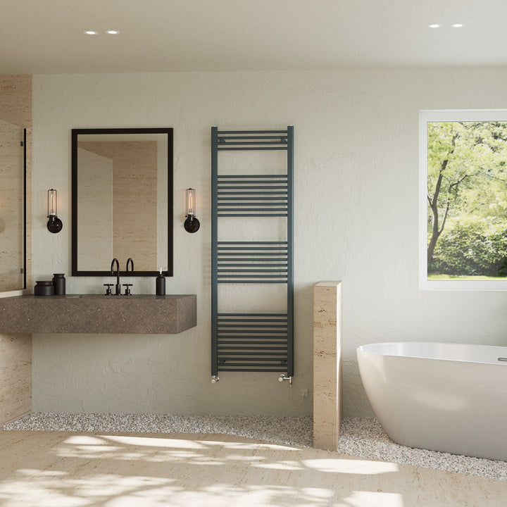 Zennor - Anthracite Dual Fuel Towel Rail H1800mm x W600mm Standard - Straight