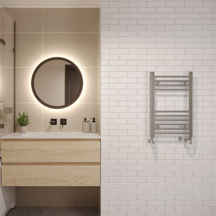 Zennor - Chrome Dual Fuel Towel Rail H600mm x W400mm Standard - Straight