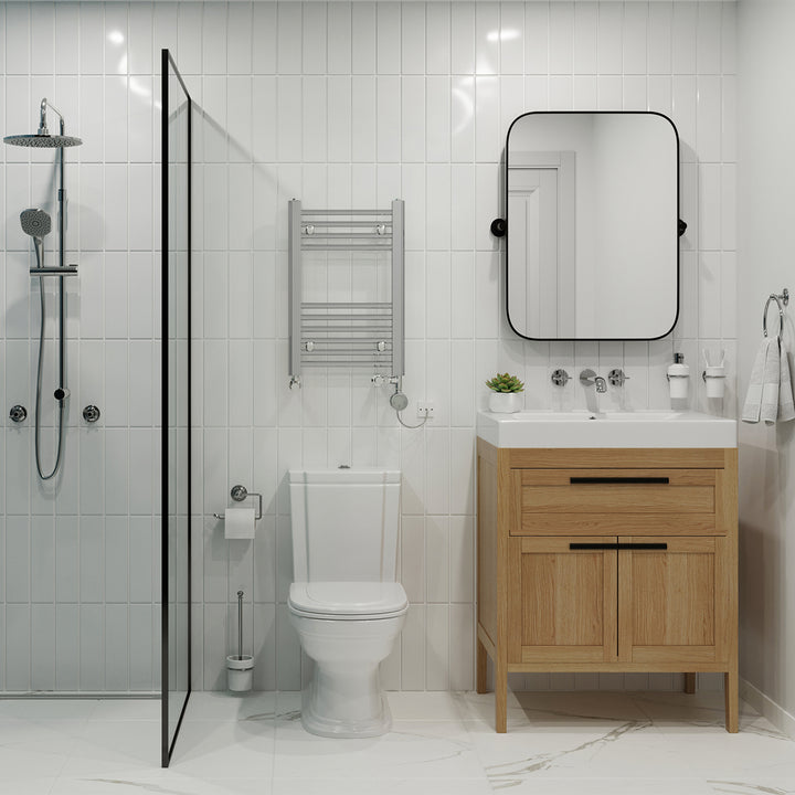 Zennor - Chrome Dual Fuel Towel Rail H600mm x W400mm Thermostatic - Straight