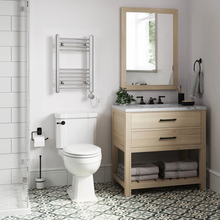 Zennor - Chrome Electric Towel Rail H600mm x W400mm Straight 150w Thermostatic