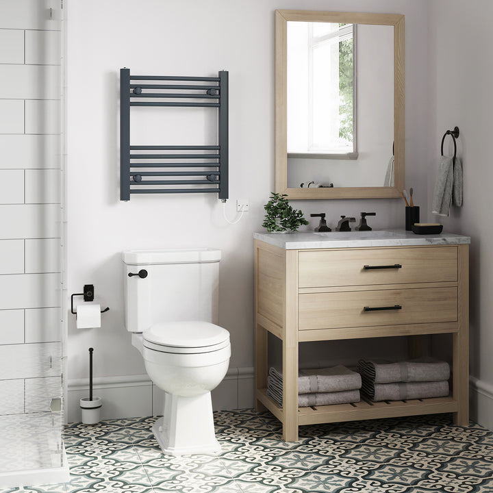 Zennor - Anthracite Electric Towel Rail H600mm x W500mm Curved 200w Standard