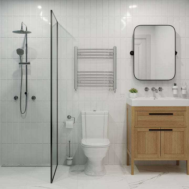 Zennor - Chrome Dual Fuel Towel Rail H600mm x W600mm Standard - Curved